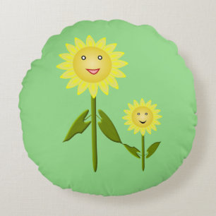 Mothers Day Sunflowers Double sided print Round Pillow