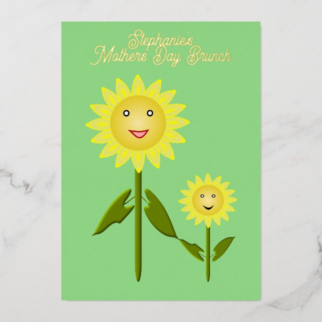 Mothers Day Sunflowers Mothers Day Brunch Foil Invitation (Front)