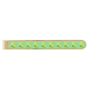 Mothers Day Sunflowers Patterned Gold Finish Tie Bar
