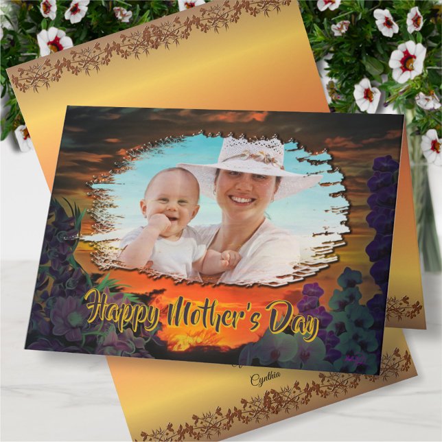 Mother's Day Sunset and Flowers 2584 Card (Creator Uploaded)