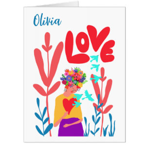 Mother's Day, surprise women. Colorful flowers in  Card