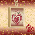 Mother's Day Sweeping Red Heart Best Mom Artwork Gold Plated Necklace<br><div class="desc">A heartfelt present that can be kept close to your heart. Perfect accessory to match your jewelry set. Match it with your apparel, watch and wardrobe!. Just the right gift for Mother's Day, Valentine's Day, Birthdays, Anniversaries and more! Custom square pendant in the necklace which is unique and spectacular. The...</div>