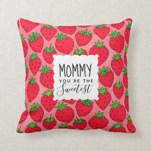 Mother's Day Sweetest Mom Strawberries Throw Pillow
