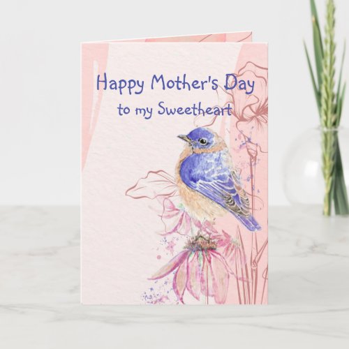 Mothers Day Sweetheart Bluebird Garden Bird Card
