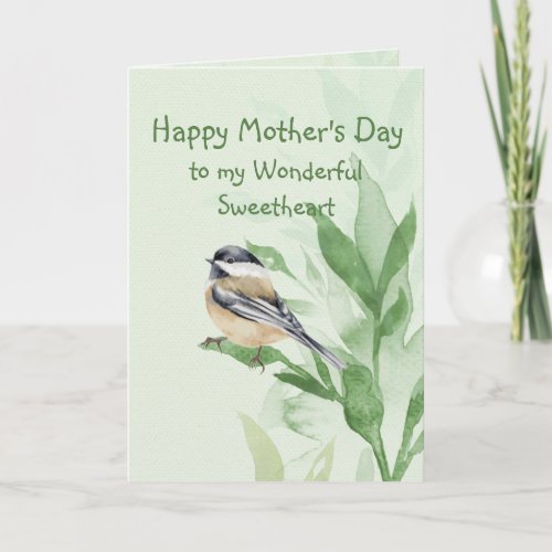 Mothers Day Sweetheart Chickadee Garden Bird  Card
