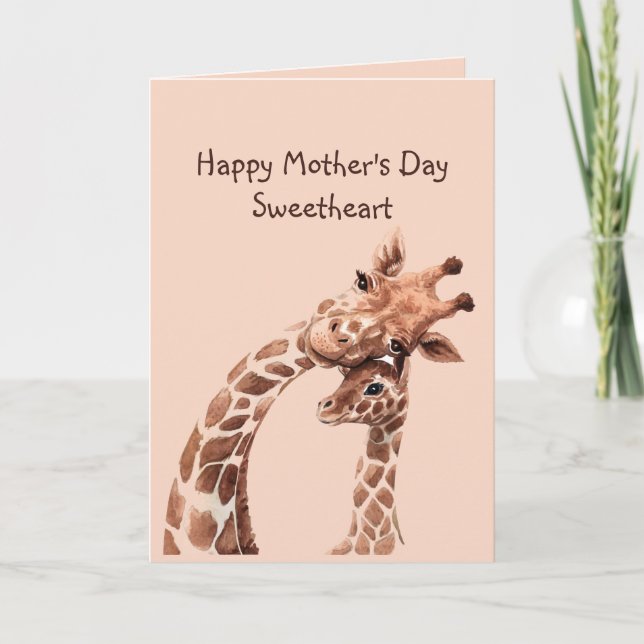 Mother's Day Sweetheart  Fun Giraffe Animal Card (Front)