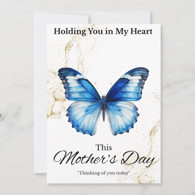 Mother's Day Sympathy Card - Blue Butterfly (Front)