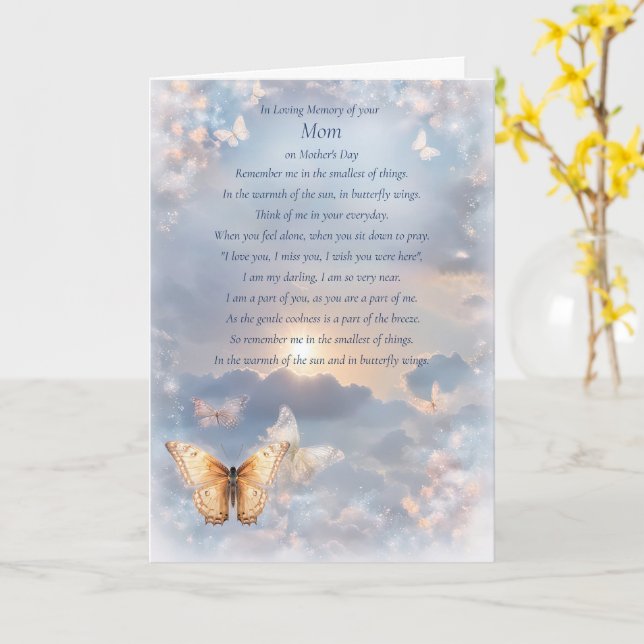 Mothers Day Sympathy in Remembrance of Mom Card (Yellow Flower)