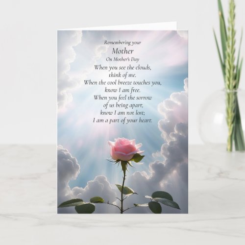 Mothers Day Sympathy In Remembrance with Spiritual Card