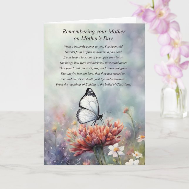 Mothers Day Sympathy Loss of Mother in Memory  Card (Orchid)