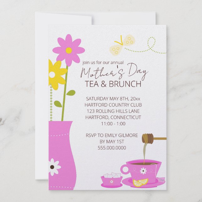 Mother's Day Tea or Brunch Invitations (Front)