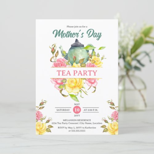 Mothers Day Tea Party Floral Invitation