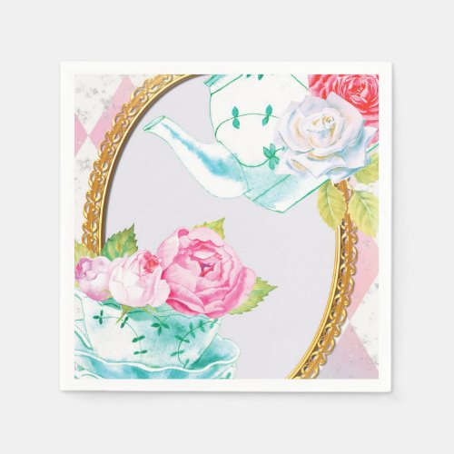 MOTHERS DAY TEA PARTY HOLIDAY PAPER PLATE NAPKINS