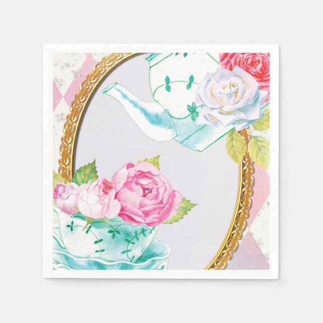 MOTHER'S DAY, TEA PARTY, HOLIDAY PAPER PLATE NAPKINS (Front)
