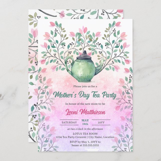 Mother's Day Tea Party Invitation (Front/Back)