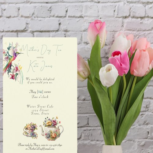  Mothers Day Tea Watercolor Teapot and  Teacup  I Invitation