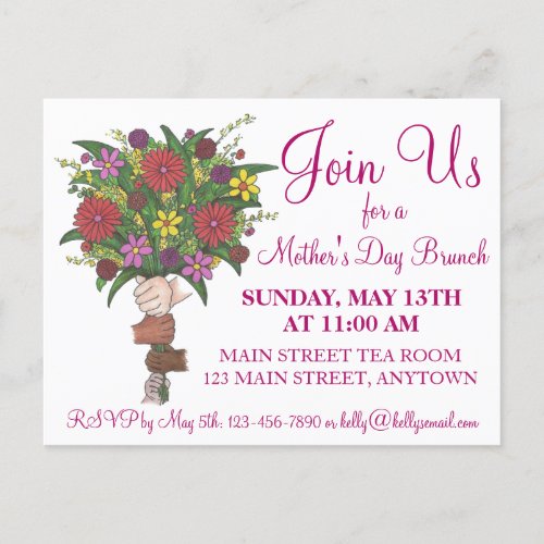 Mothers Day Teacher Appreciation Brunch Flowers Invitation Postcard