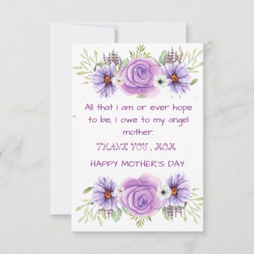 MOTHERS DAY THANK YOU CARD