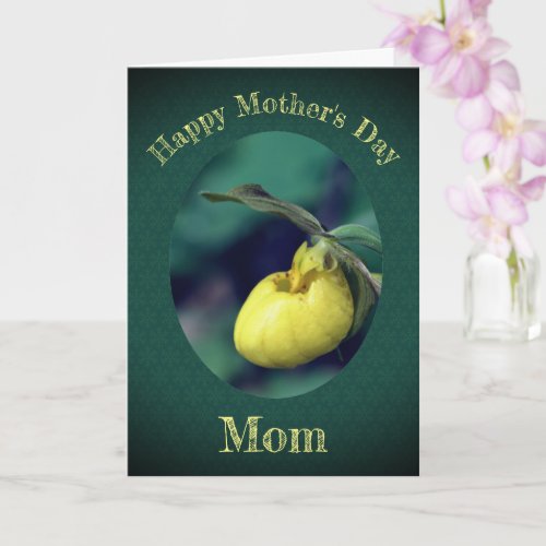 Mothers Day Thank You Mom Yellow Lady Slipper  Card