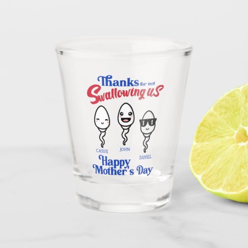 Mothers Day Thanks For Not Swallowing Us Family Shot Glass