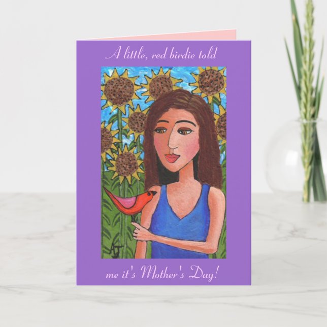 Mother's Day & the little, red birdie - card (Front)