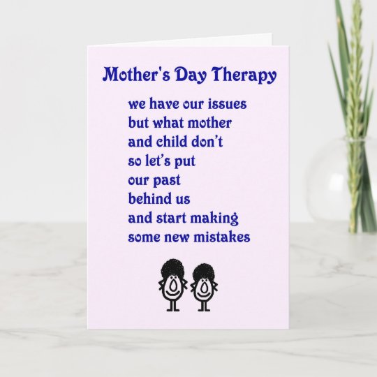 Mothers Day Therapy A Funny Mothers Day Poem Card