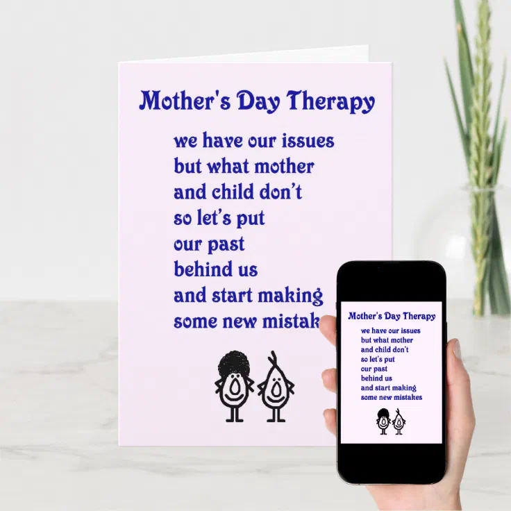 Mother's Day Therapy - a funny Mother's Day Poem Card | Zazzle Mother's Day Therapy - a funny Mother's Day Poem Card | Zazzle