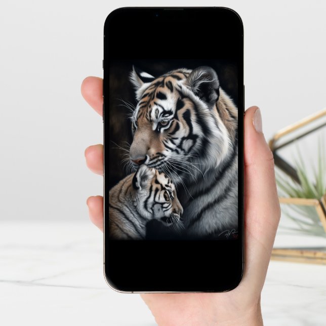 Mother's Day Tiger and Cub Painting Card (Front Digital)