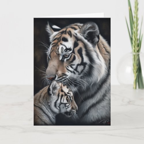 Mothers Day Tiger and Cub Painting Card