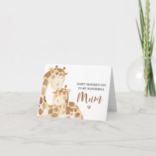 Mother's Day to Mum Giraffe Watercolor Card
