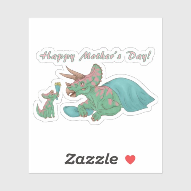 Mother's Day Triceratops Sticker (Sheet)