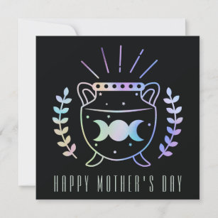 Mother's Day Triple Moon Cauldron Witch Mom Holiday Card