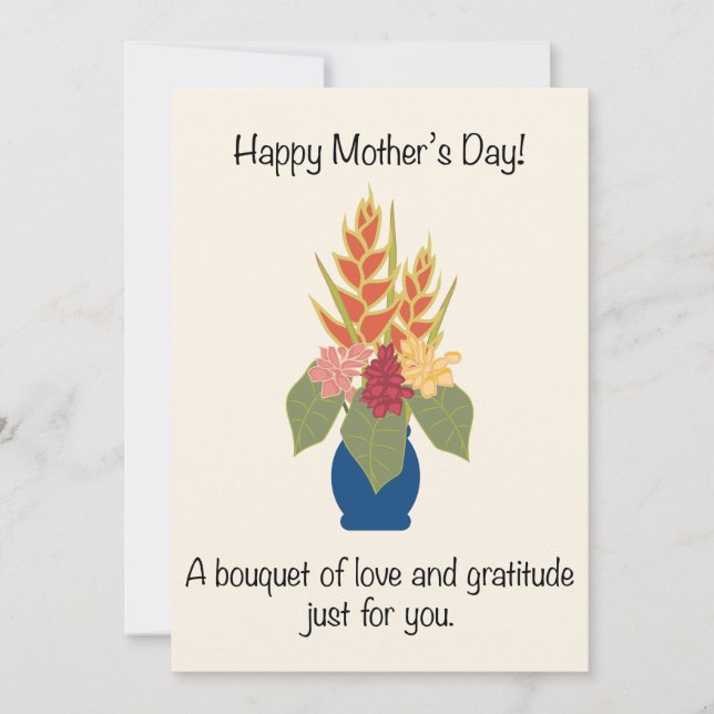 Mother's Day Tropical Bouquet Holiday Card (Front)