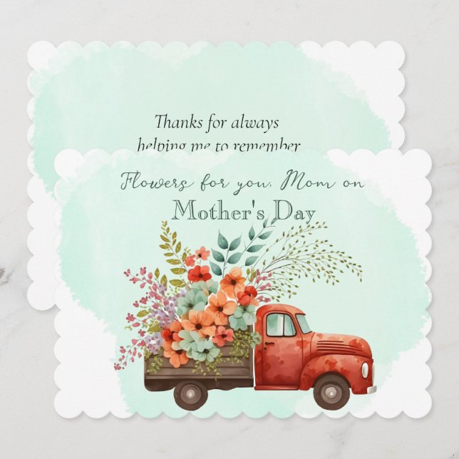 Mother's Day Truckload of Flowers Holiday Card (Front/Back)