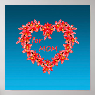Mother's Day - Tulip Heart for MOM - Blue |  Poster