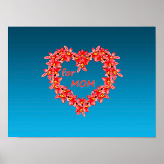 Mother's Day - Tulip Heart for MOM - Blue |  Poster