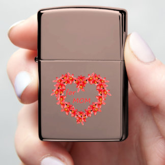 Mother's Day - Tulip Heart for MOM - Illustration| Zippo Lighter
