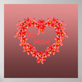 Mother's Day - Tulip Heart for MOM - Rose |  Poster