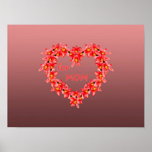 Mother's Day - Tulip Heart for MOM - Rose    Poster