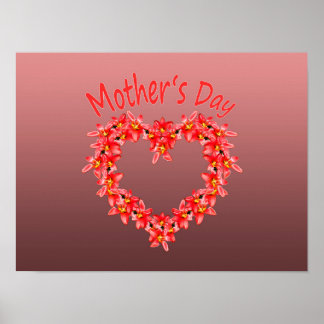 Mother's Day - Tulip Heart Illustration on Rose |  Poster
