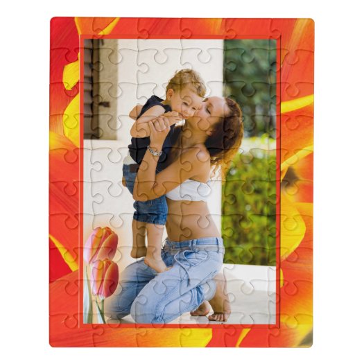 Mother's Day Tulip Petals Custom Photo Frame Jigsaw Puzzle