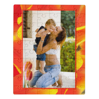 Mother's Day Tulip Petals Custom Photo Frame Jigsaw Puzzle