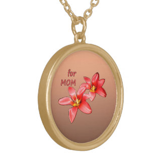Mother's Day - Tulips For Mom - Illustration |  Gold Plated Necklace