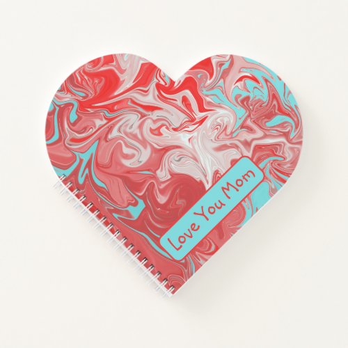 Mothers Day Turquoise Salmon Heart Shape Notebook