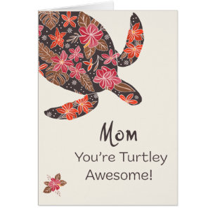 Mother's Day Turtle with Tropical Blooms Cards
