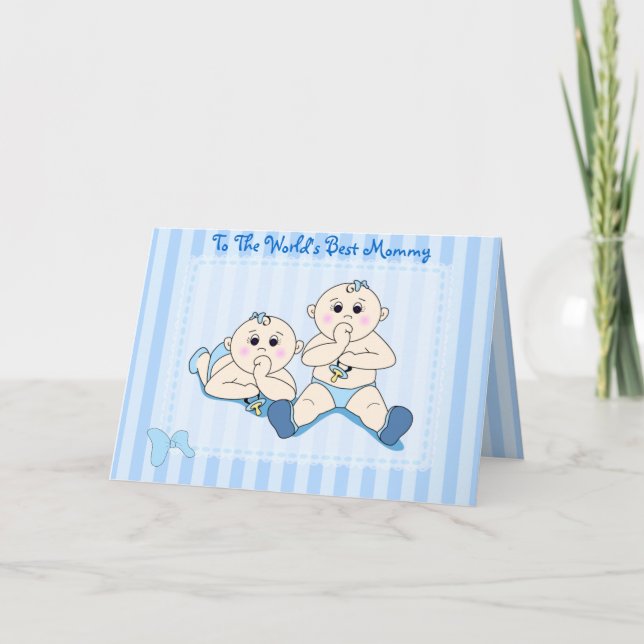 Mother's Day - Twin Baby Boys Card (Front)