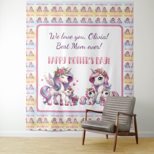 Mothers Day Unicorn_Themed Party Tapestry