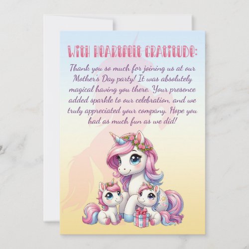 Mothers Day Unicorn_Themed Party Thank You Card