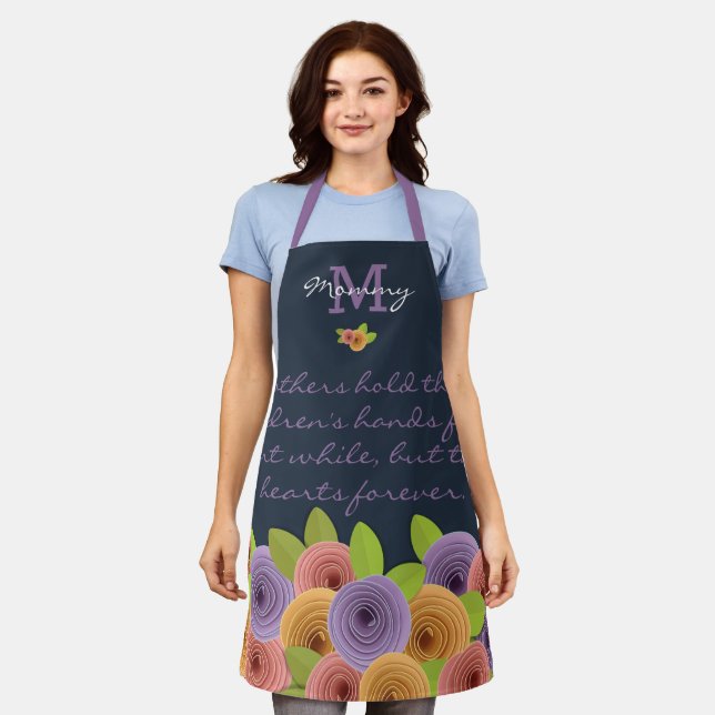 Mother's Day Unique Elegant Script Modern Floral  Apron (Worn)