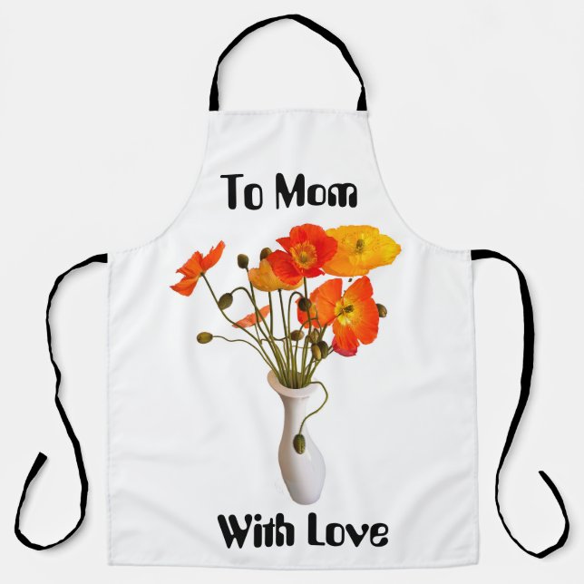 Mothers Day Vase of Poppies Apron (Front)